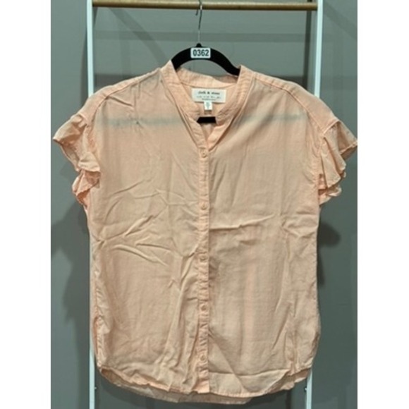 cloth & stone Tops - Cloth & Stone Anthropologie Peach Ruffle Sleeve Button Blouse S Boho Cottagecore